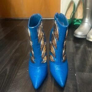 Boots Blue and Gold Heeled Boots